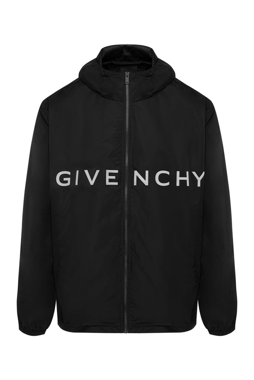 Givenchy куртка з капюшоном чоловіча чорна з великим логотипом