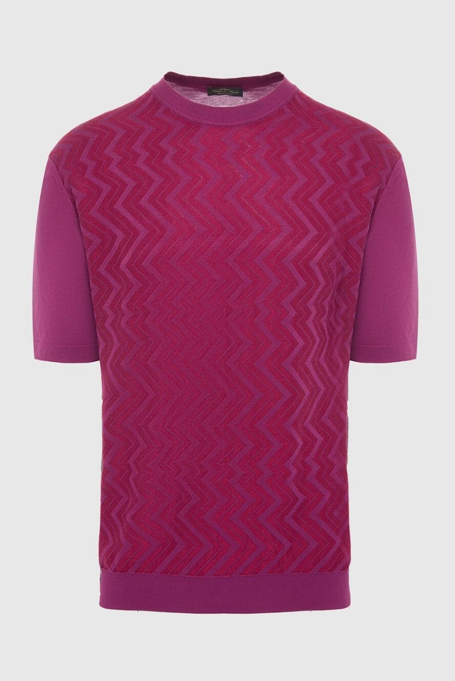 Cesare di Napoli short sleeve cotton and wool burgundy men's jumper 134823 - photo 1