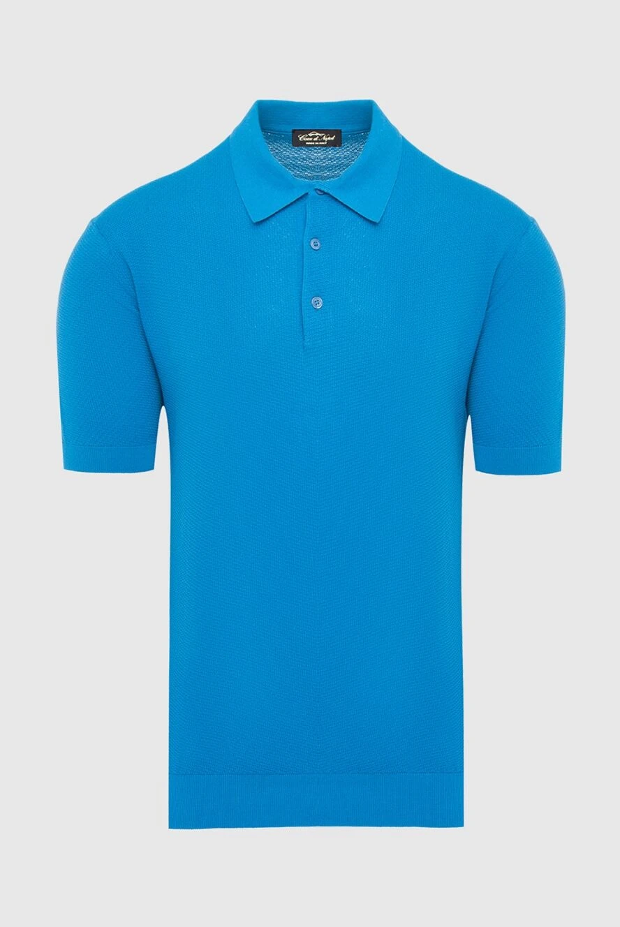 Cesare di Napoli men's light blue mesh cotton polo shirt 134991 - photo 1