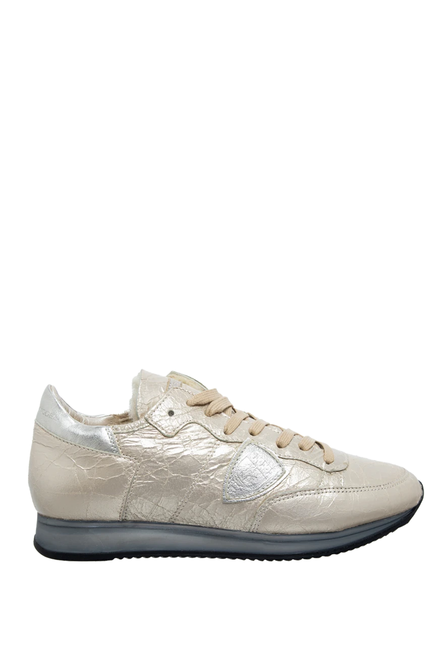 Philippe Model women's sneakers made of textured leather with a logo in beige 142036 - photo 1