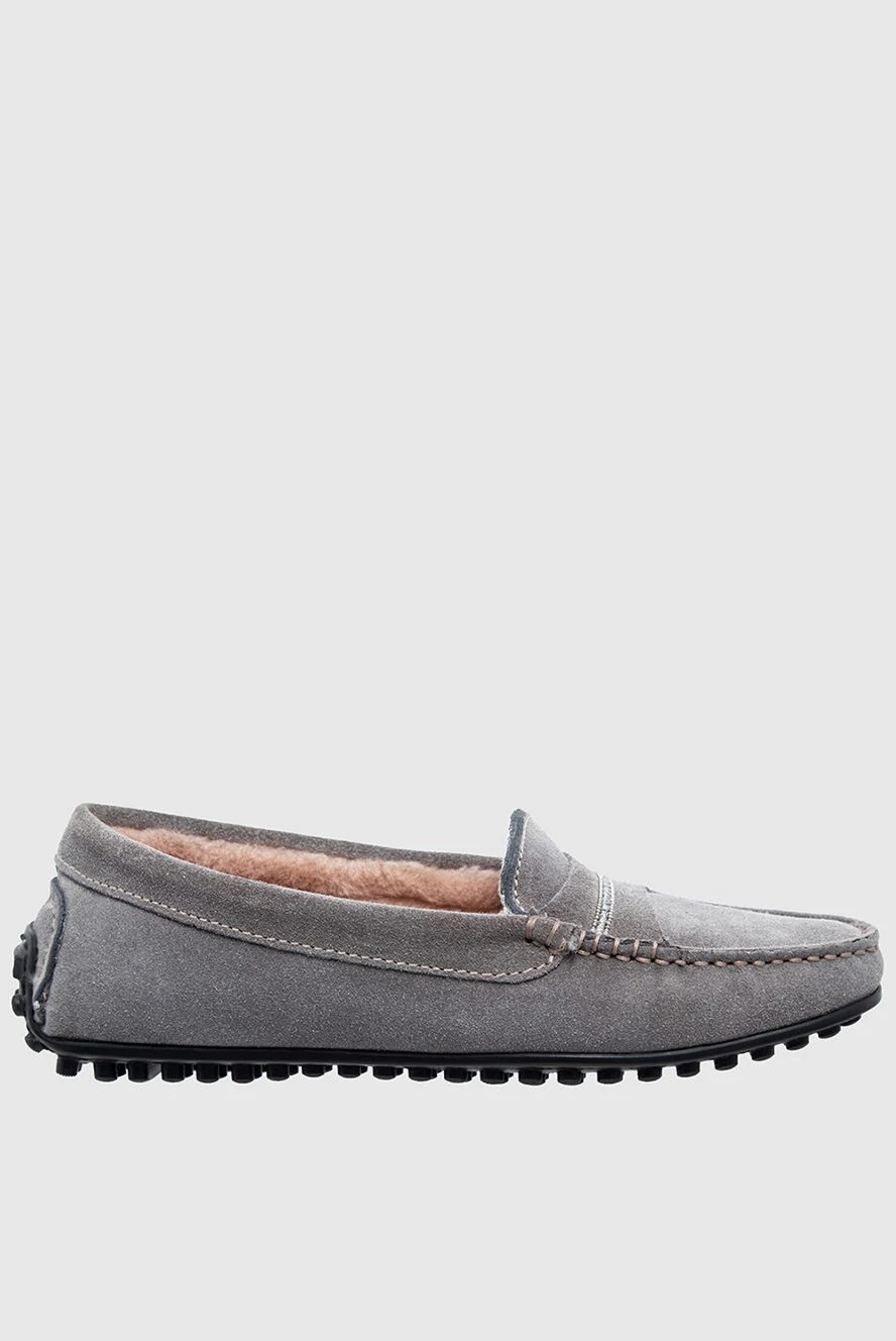 Peserico loafers women's with textured sole and stitching gray 142075 - photo 1