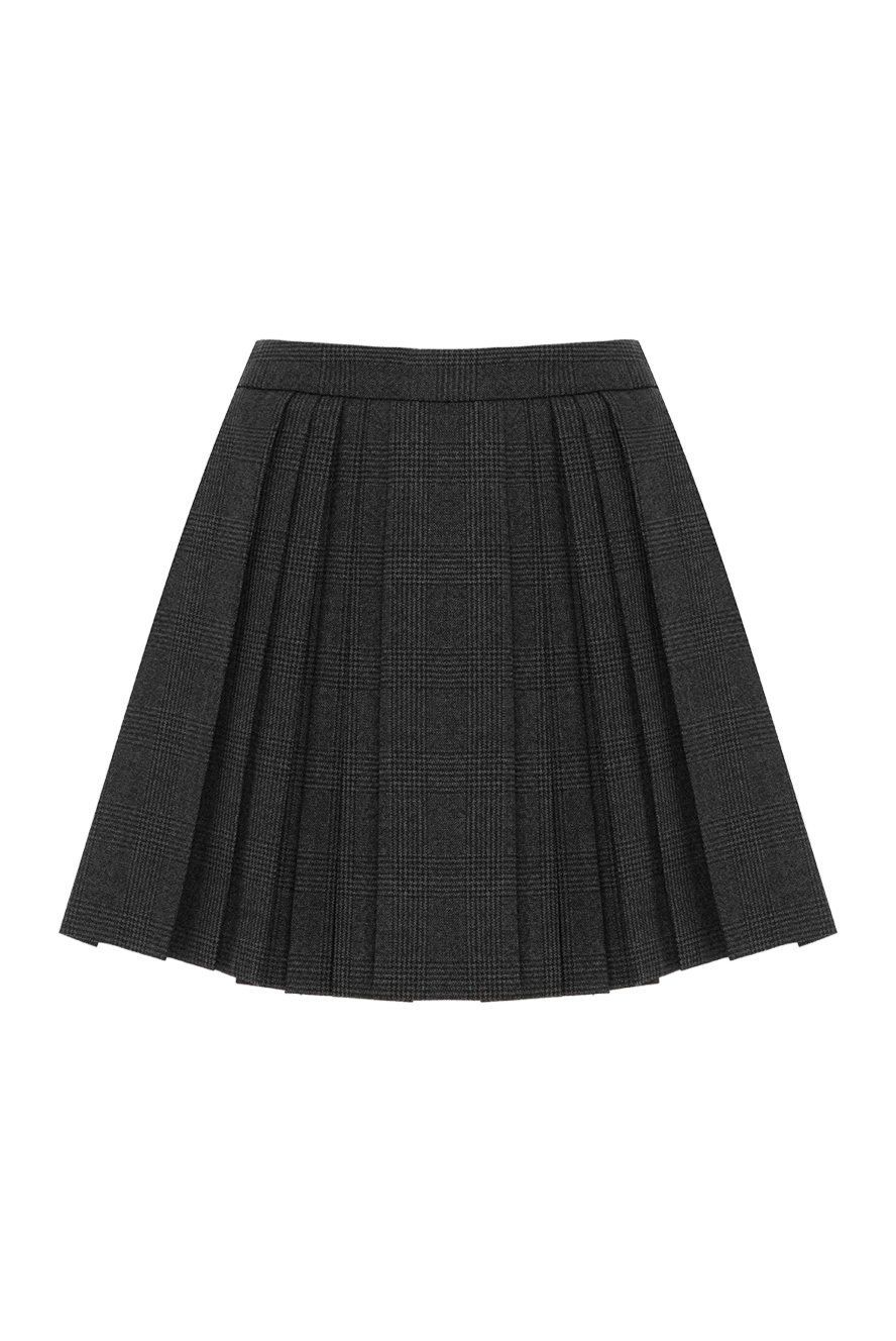 Celine dark gray checked wool pleated miniskirt 148135 - photo 1