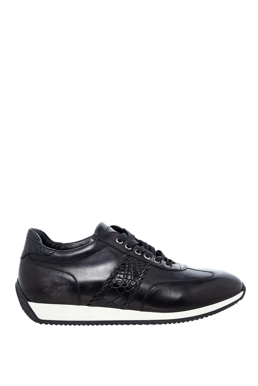 Tardini black leather and alligator leather snickers for men 150603 - photo 1