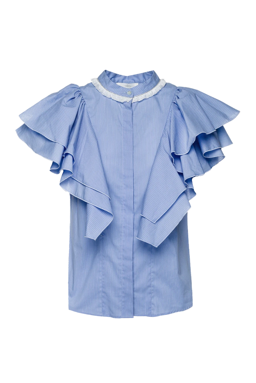 Rocco Ragni women's cotton blouse with ruffled sleeves white 150961 - photo 1