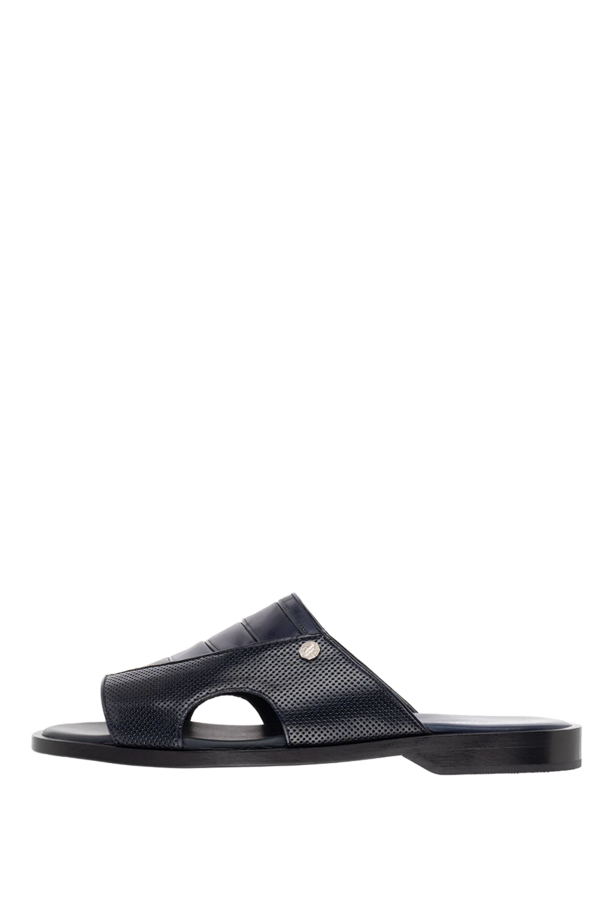 Artioli leather slider sandals blue with side perforation men's 155321 - photo 1