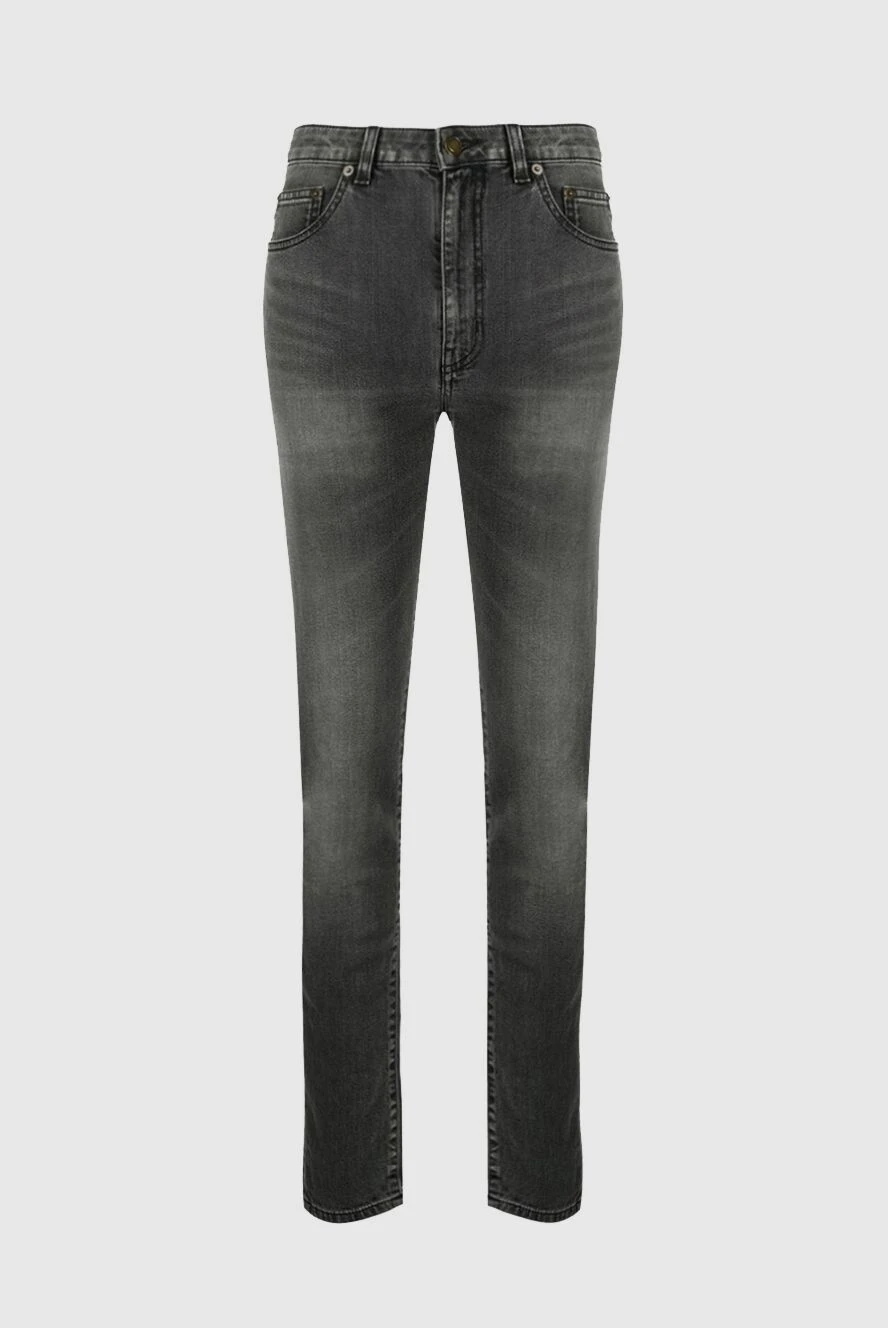 Saint Laurent джинсы из хлопка серые женские 156100 - фото 1