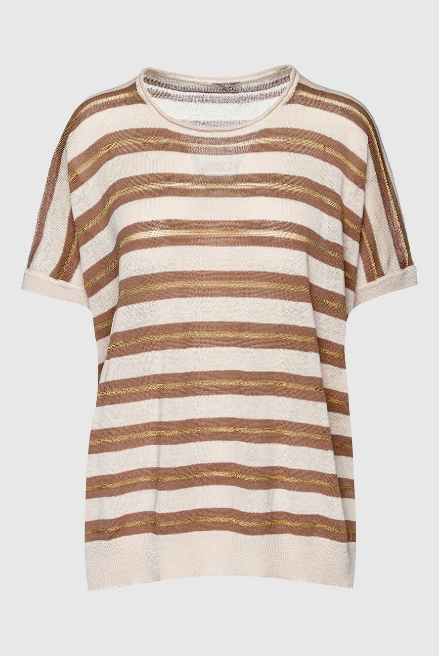 Peserico beige linen and cotton t-shirt for women 156984 - photo 1