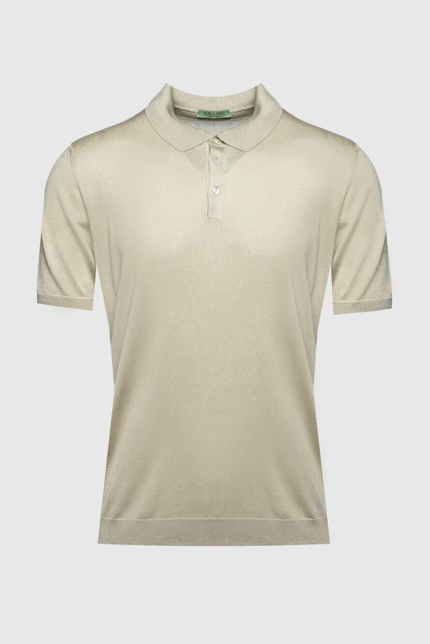 Dalmine light beige silk polo shirt with buttons for men 159139 - photo 1