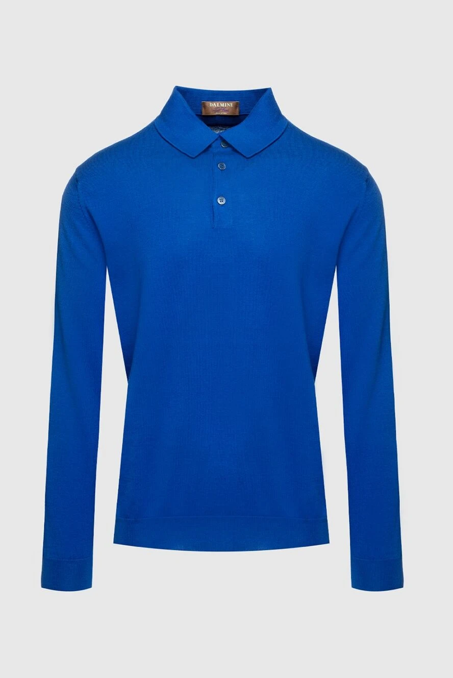 Dalmine men's long sleeve deep blue cotton polo shirt with buttons 159162 - photo 1