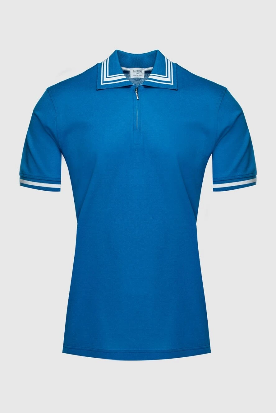 Dalmine blue cotton polo shirt with contrasting stripe decoration for men 159191 - photo 1