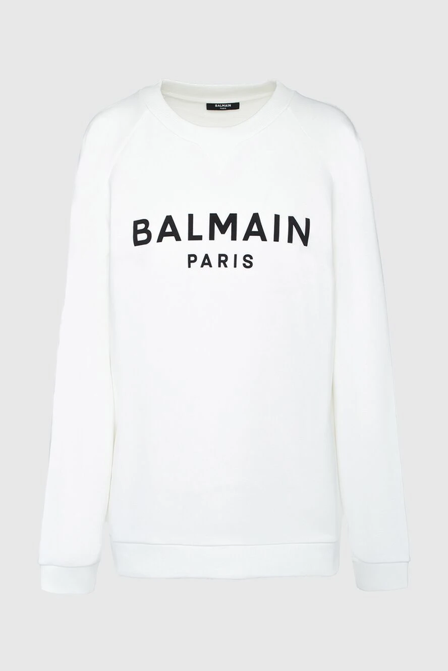 Balmain women's white cotton sweatshirt with logo 160298 - photo 1