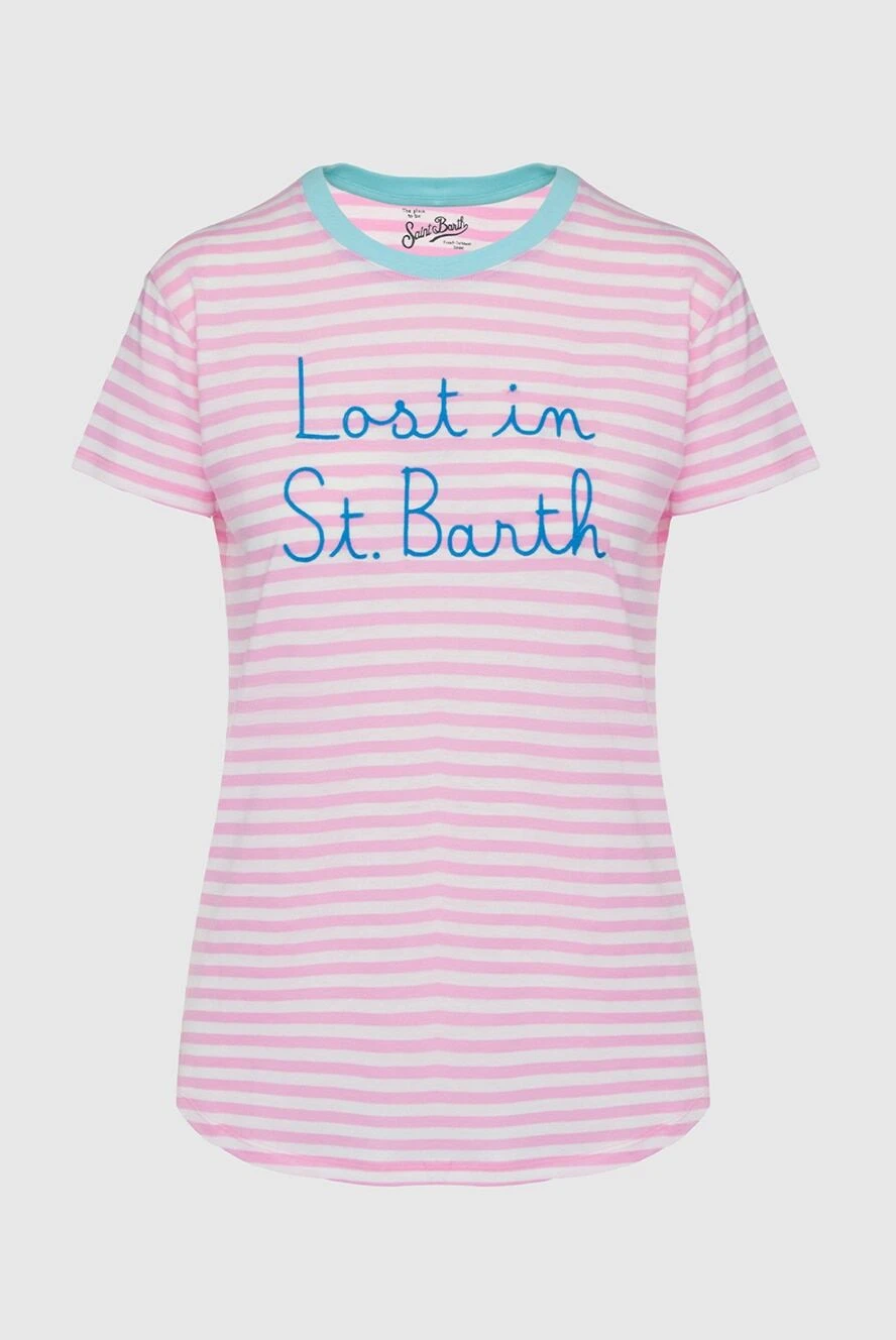 MC2 Saint Barth t-shirt women's cotton with pink stripes and a blue accent 160471 - photo 1