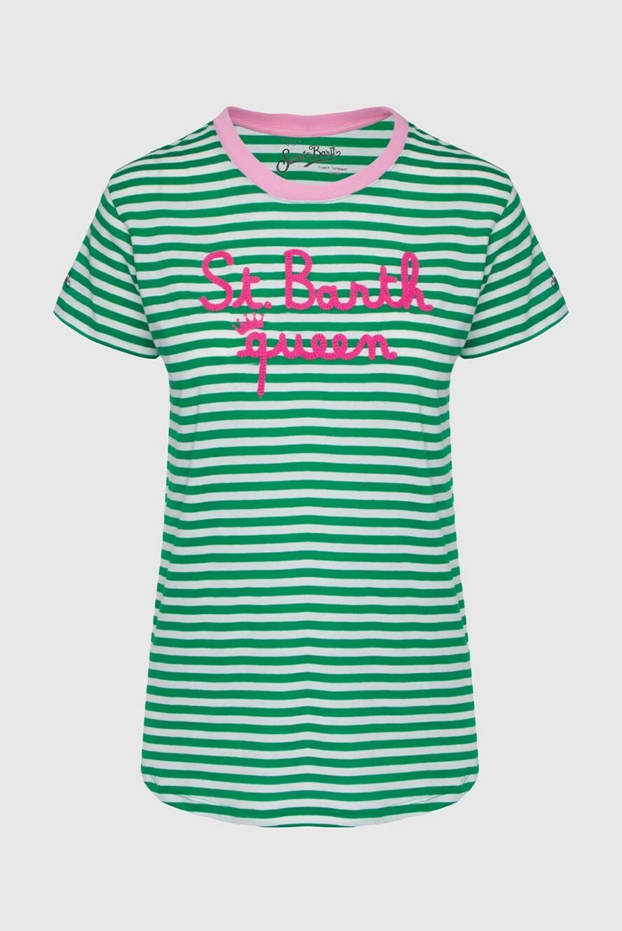 MC2 Saint Barth t-shirt women's cotton with green stripes 160474 - photo 1