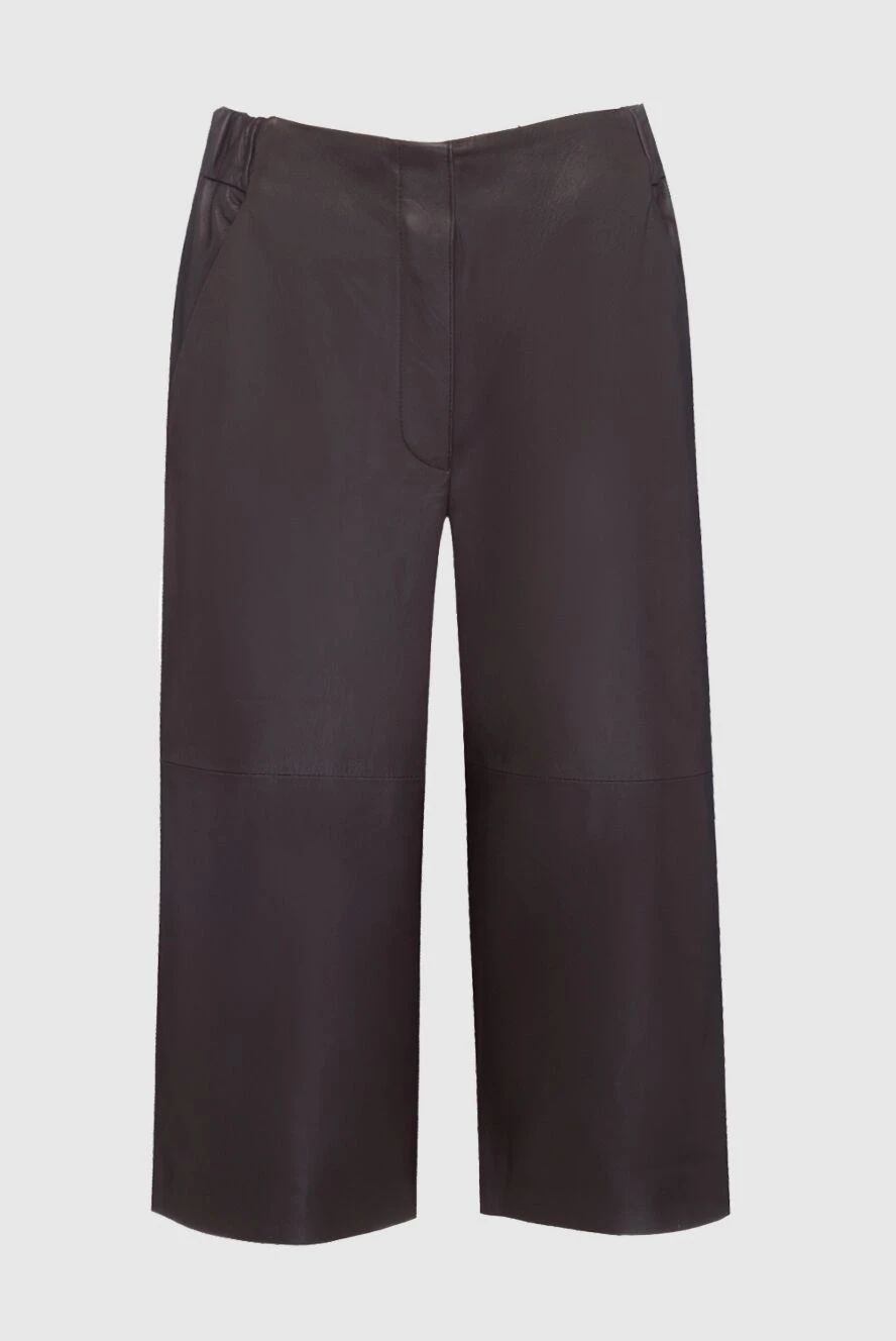 Panicale brown leather shorts for women 160511 - photo 1