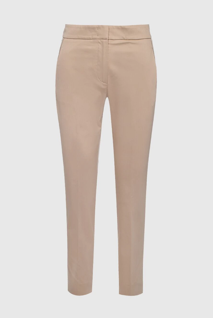 Peserico women's beige checked pants with a zipper 161099 - photo 1
