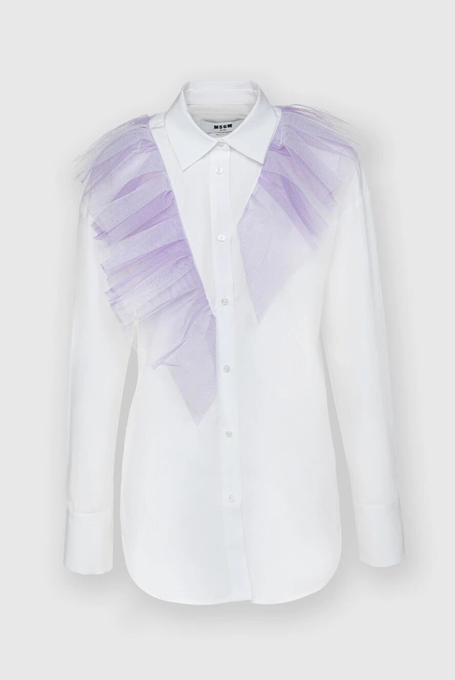 MSGM women's blouse with purple ruffles white 161424 - photo 1