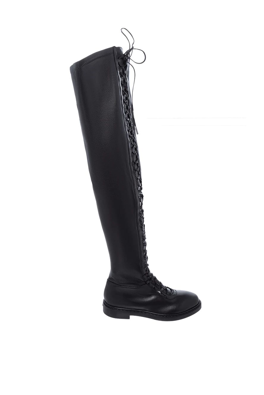 Le Silla thigh-high boots women's leather high with lacing black 162278 - photo 1