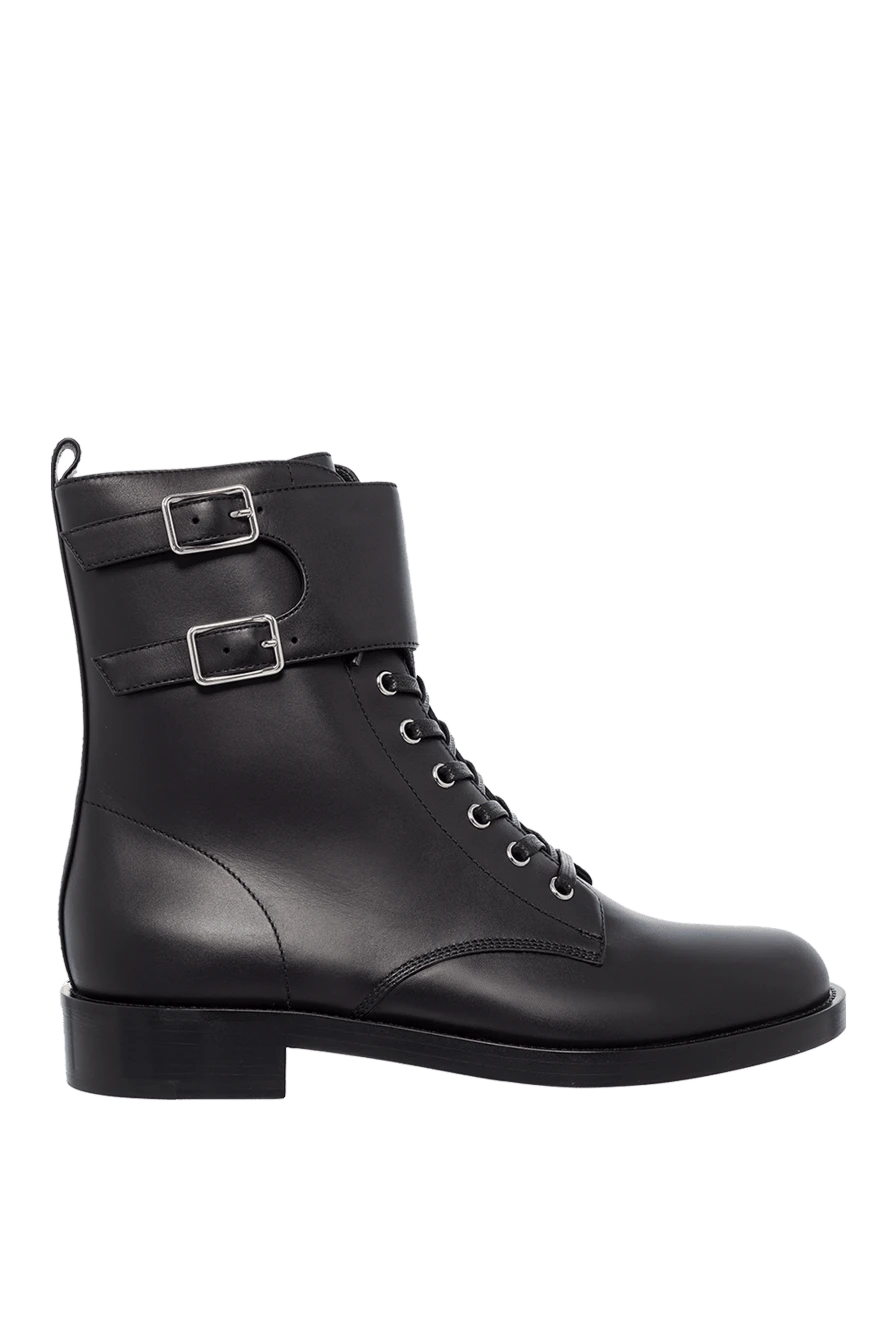 Gianvito Rossi ботинки женские черные кожаные с пряжками и шнуровкой 162355 - фото 1