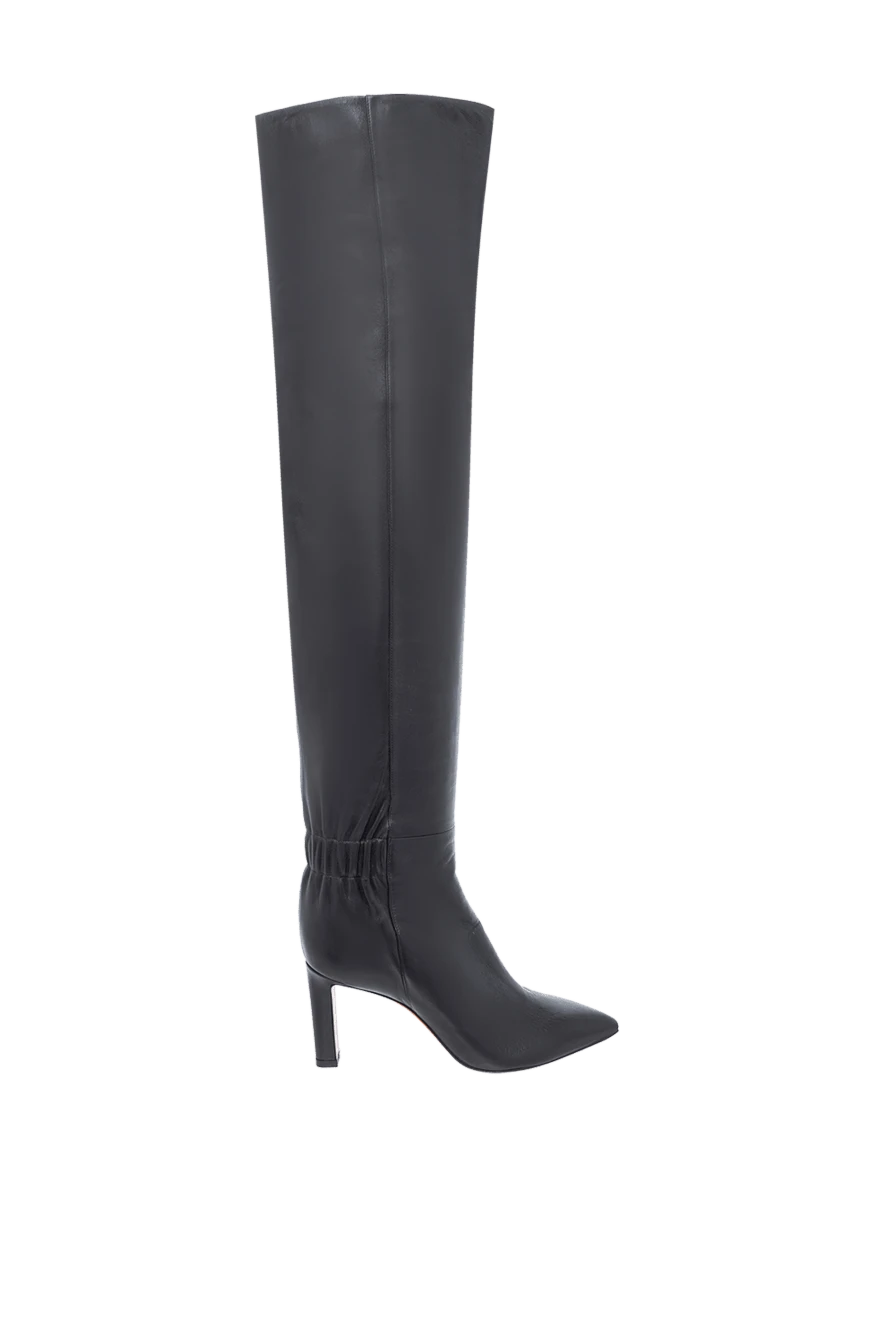 Santoni women's leather over-the-knee boots with elastic, black 162383 - photo 1