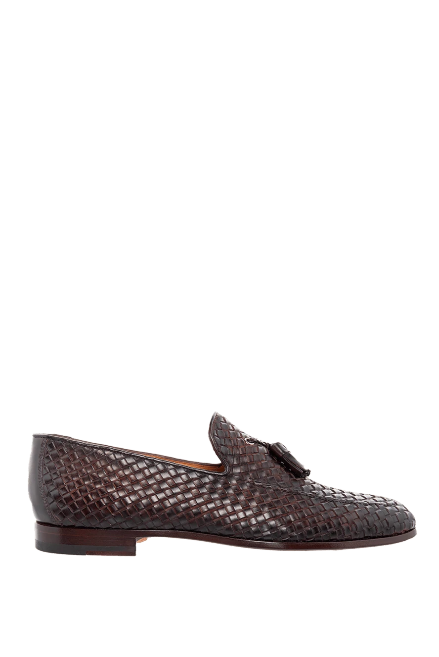 Magnanni чоловічі лофери з плетеної шкіри у темно-коричневому кольорі 166552 - фото 1