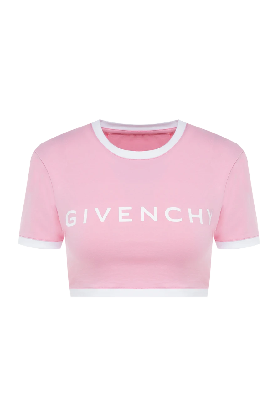 Givenchy жіноча рожева футболка з бавовни та еластану з логотипом 176458 - фото 1