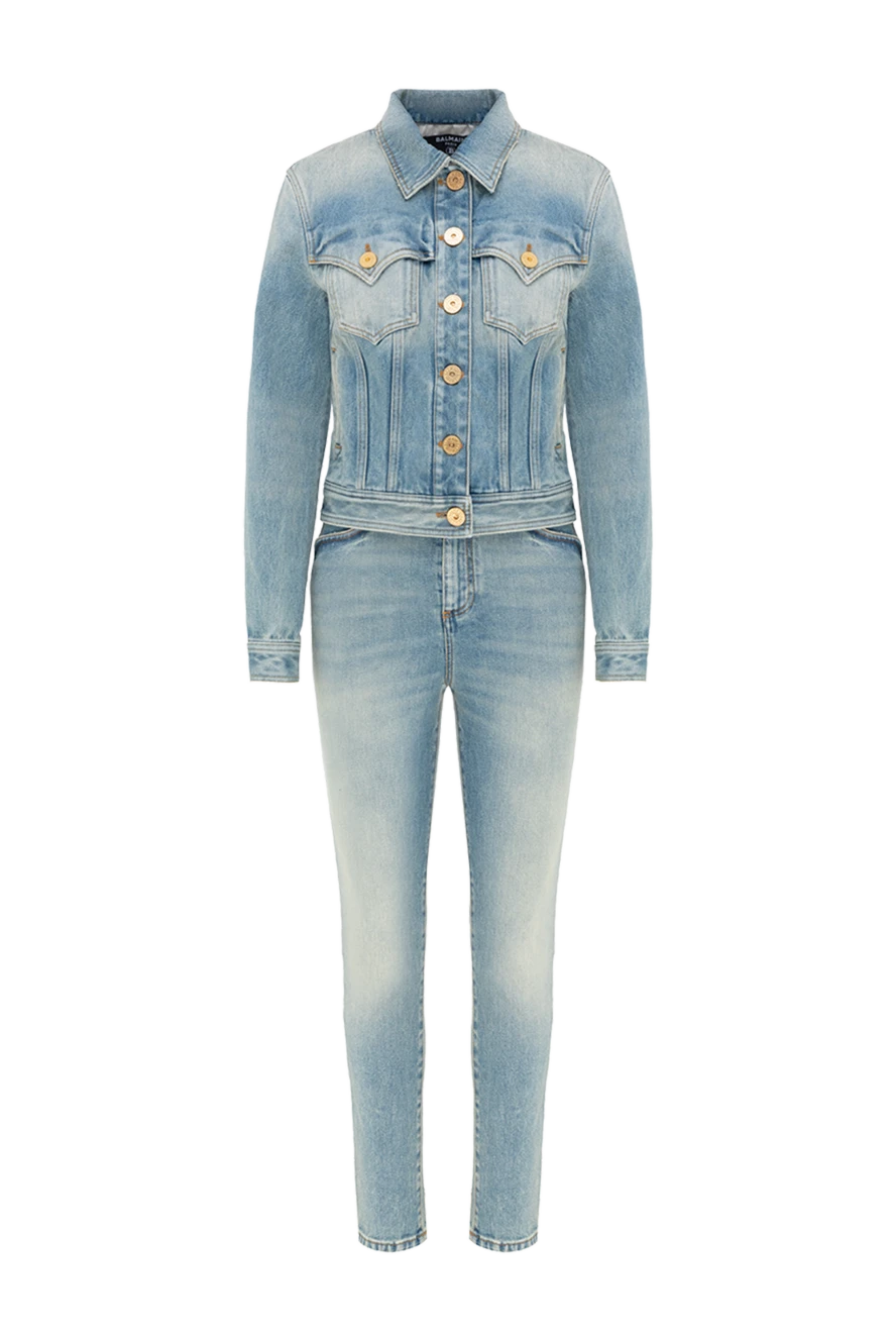 Balmain denim suit made of cotton for women blue 176487 - photo 1