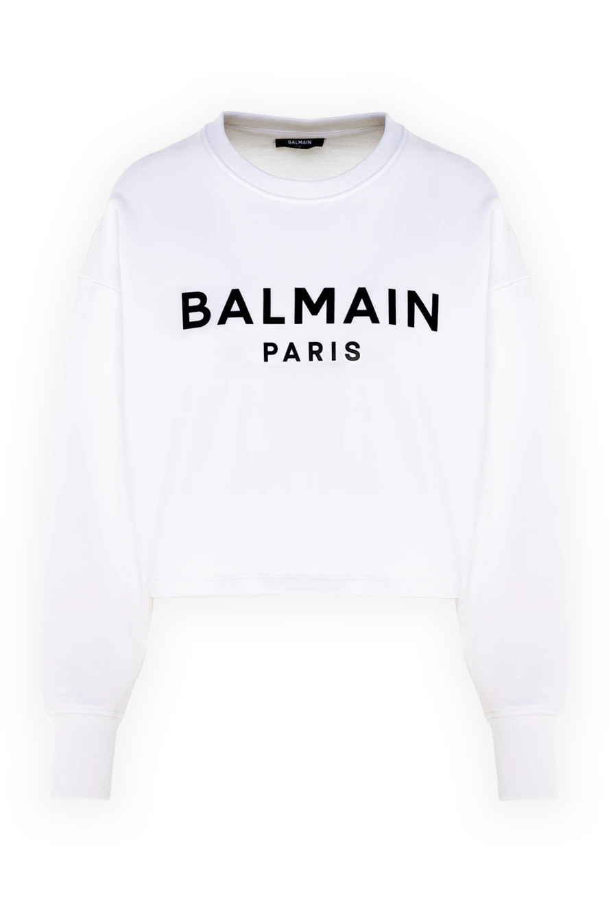 Balmain жіноче біле бавовняне худі з логотипом 176600 - фото 1