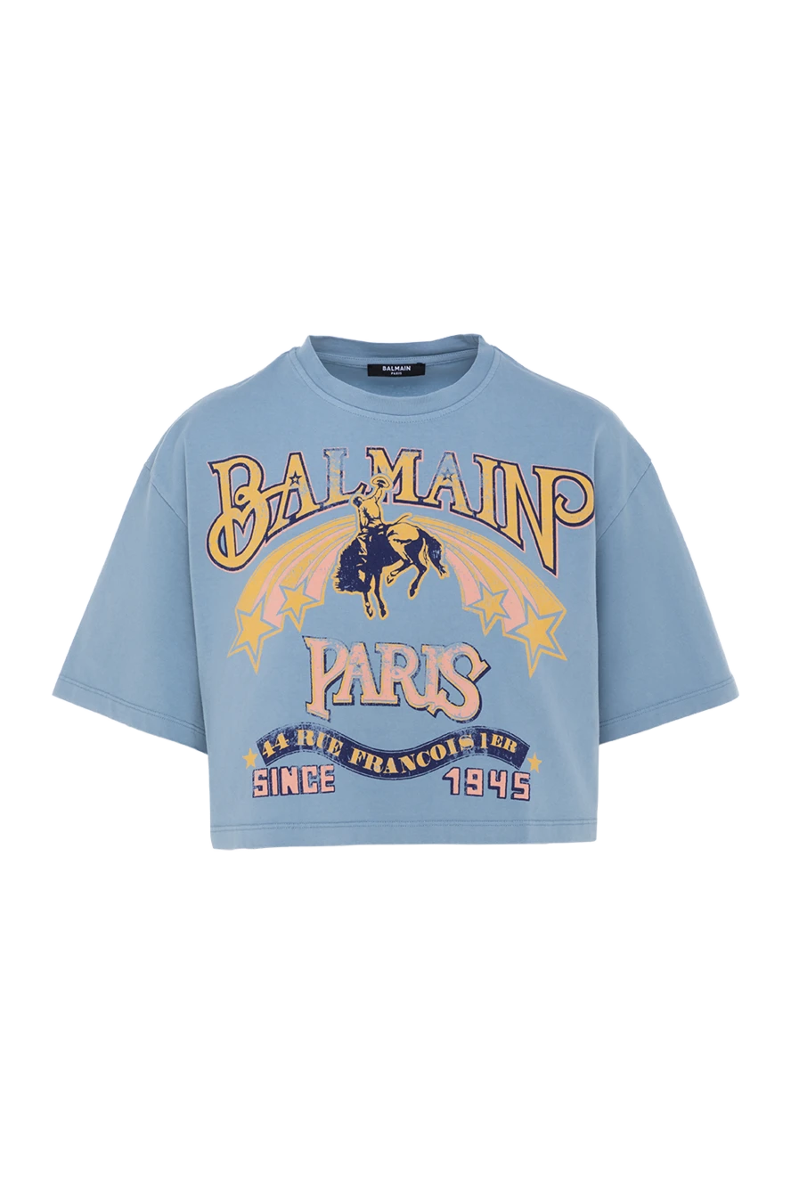 Balmain women's blue cotton t-shirt 176602 - photo 1