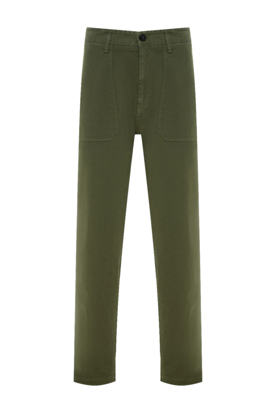 Stone Island чоловічі зелені штани з бавовни та еластану з логотипом 177264 - фото 1
