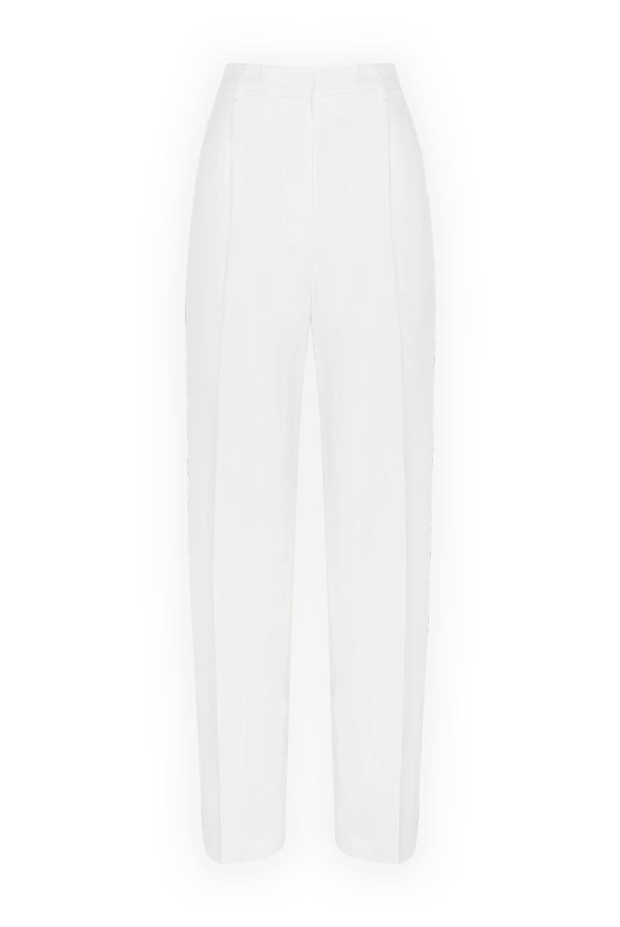 MSGM штани з льону та віскози жіночі білі 177860 - фото 1