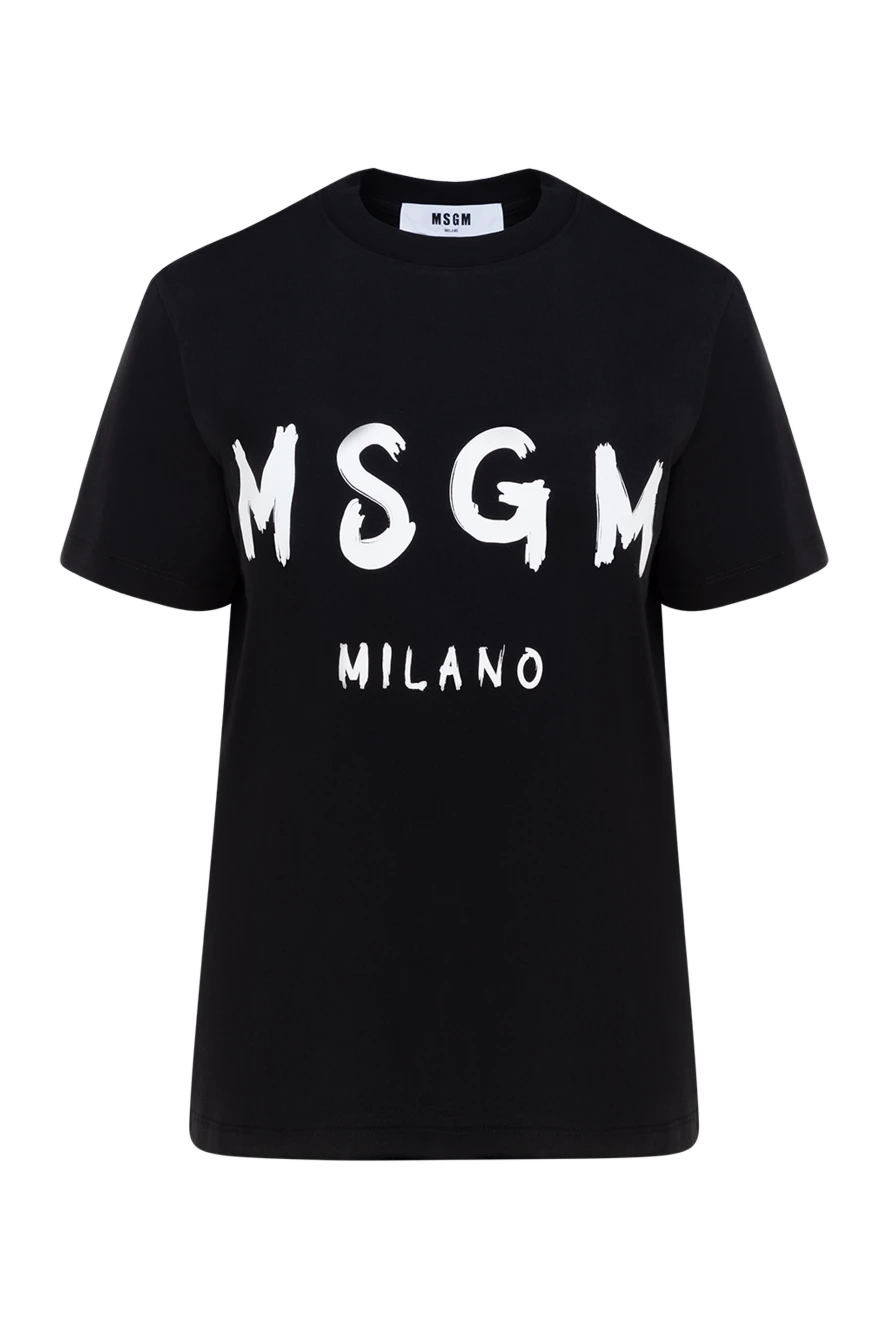 MSGM жіноча чорна бавовняна футболка з принтом 177871 - фото 1