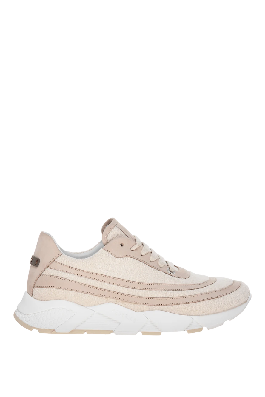 Peserico cotton and leather sneakers for women beige 178181 - photo 1