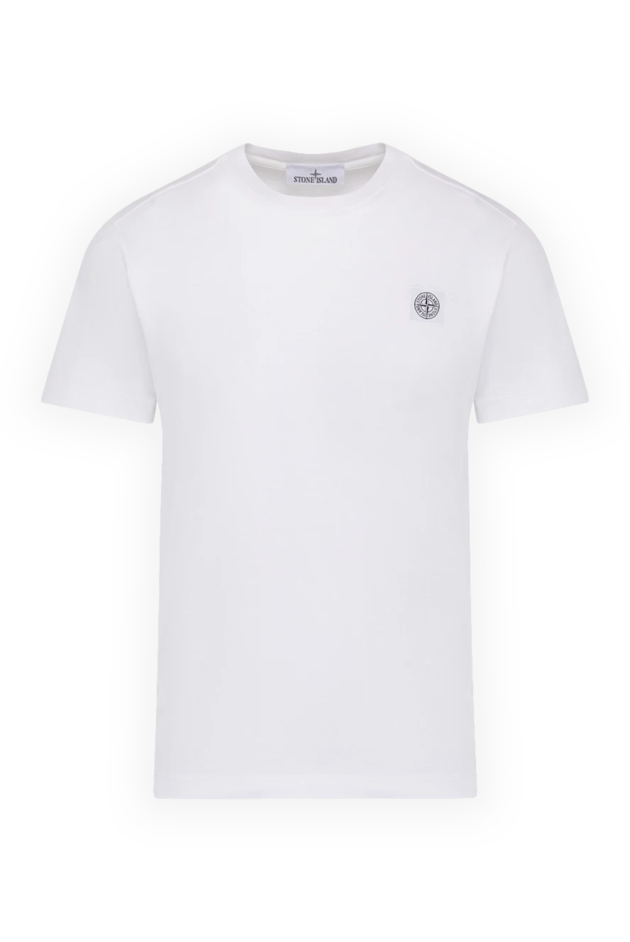 Stone Island мужская белая хлопковая футболка с логотипом 178474 - фото 1