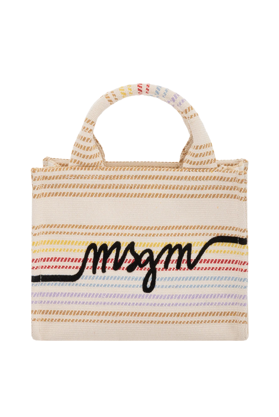 MSGM женская бежевая сумка из полиэстера и хлопка в полоску 178552 - фото 1