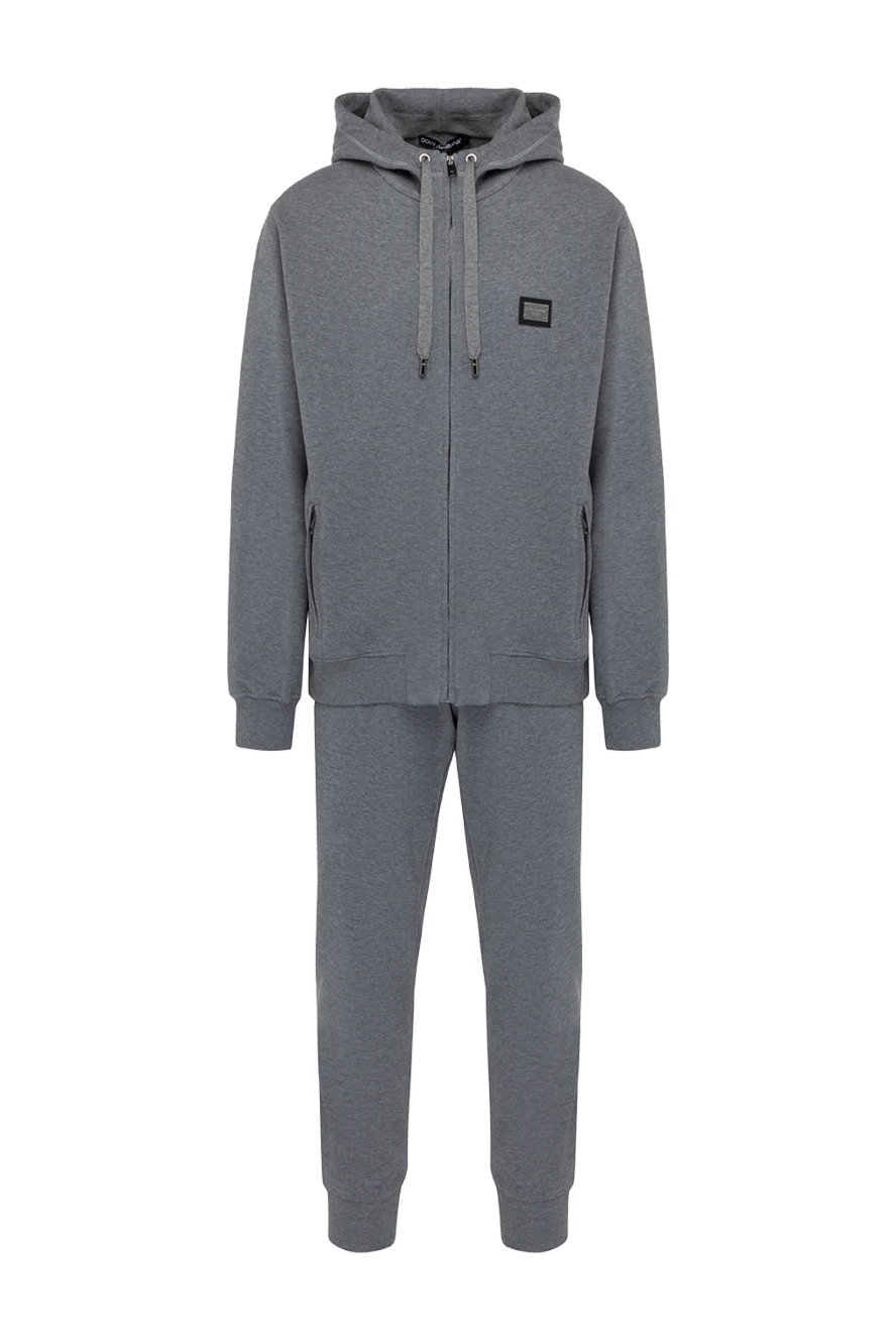 Dolce & Gabbana костюм прогулянковий сірий чоловічий з бавовни 178576 - фото 1