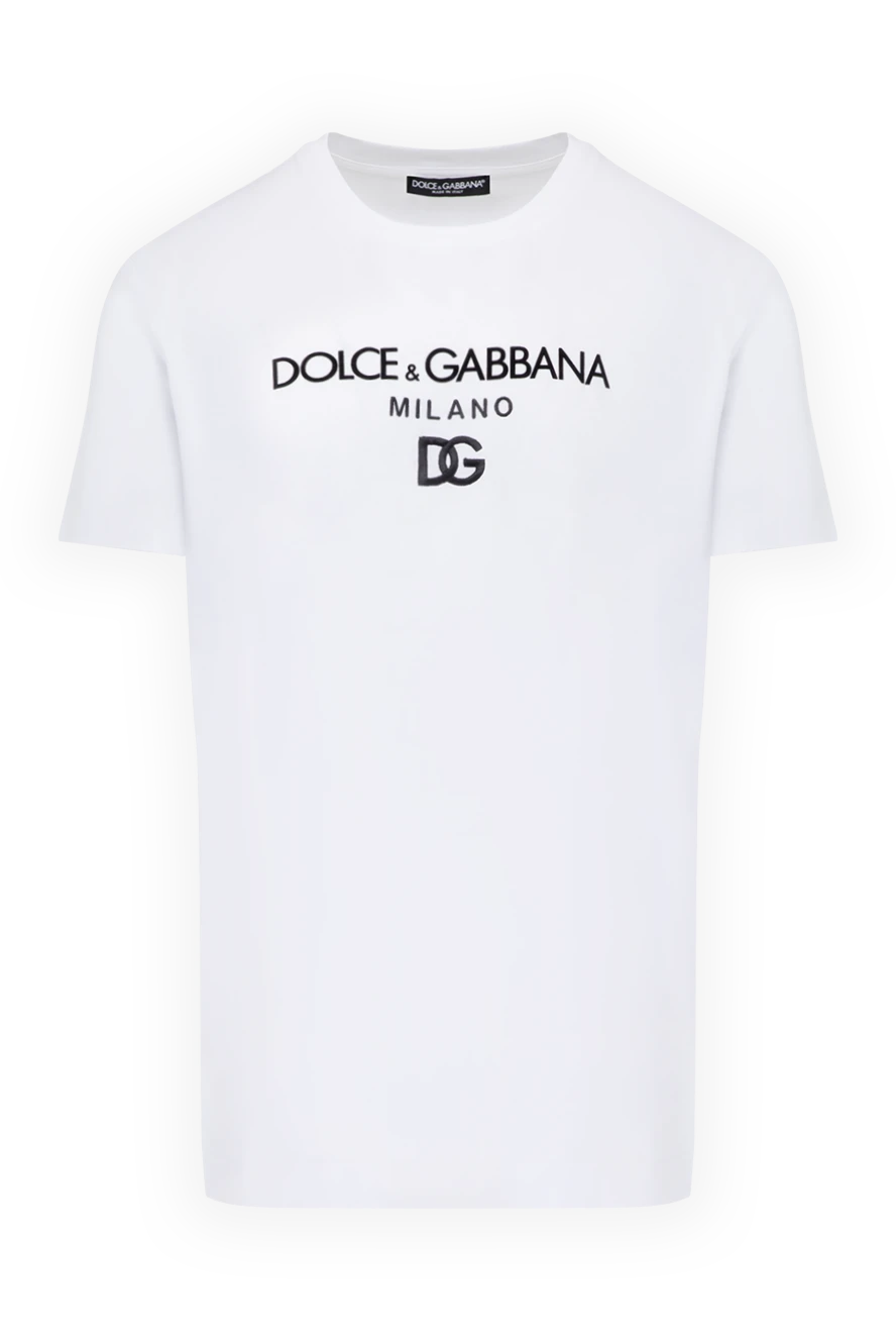 Dolce & Gabbana чоловіча біла бавовняна футболка з логотипом 178579 - фото 1