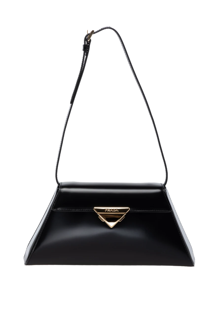 Prada жіноча чорна сумка з натуральної шкіри з логотипом 178676 - фото 1