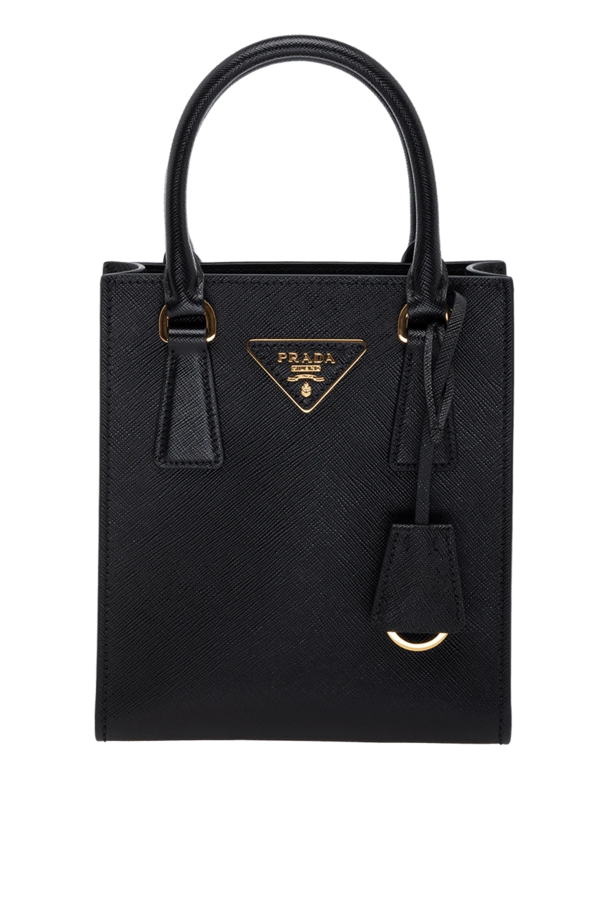 Prada жіноча чорна сумка з натуральної шкіри з логотипом 178686 - фото 1