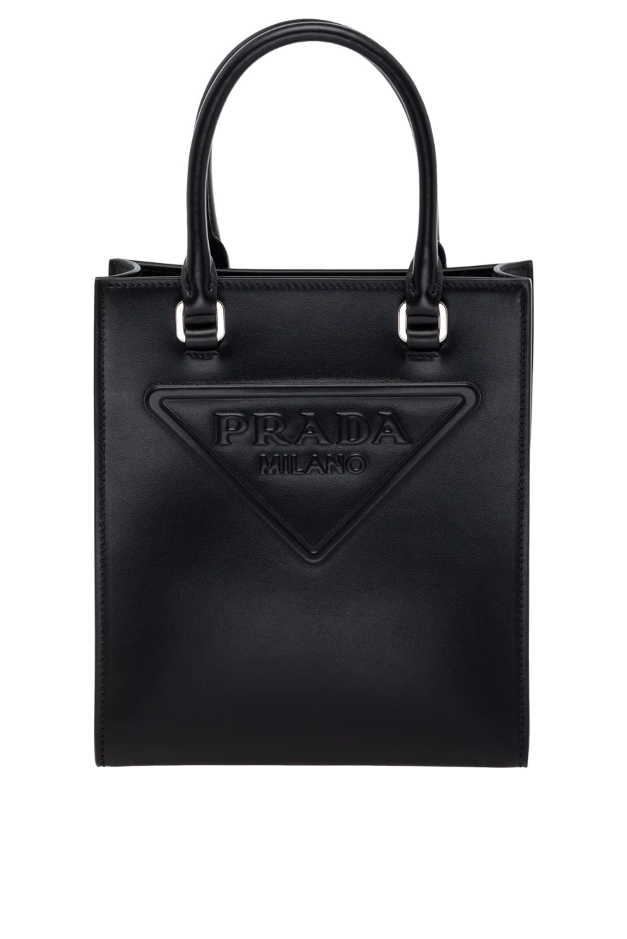 Prada жіноча чорна сумка з натуральної шкіри з логотипом 178687 - фото 1