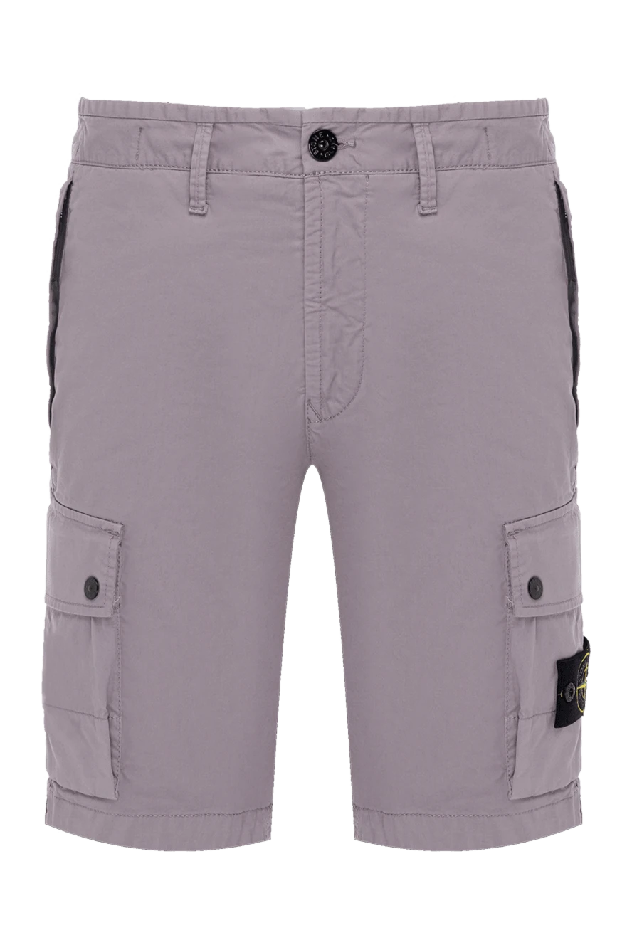 Stone Island чоловічі сірі шорти з бавовни та еластану з логотипом 178858 - фото 1