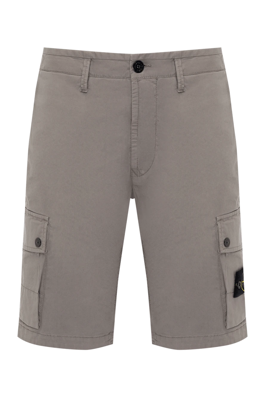 Stone Island чоловічі сірі шорти з бавовни та еластану з кишенями 178859 - фото 1