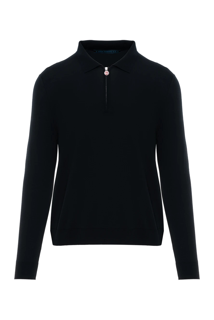 Kiton black long sleeve polo with zipper men's wool 178938 - photo 1