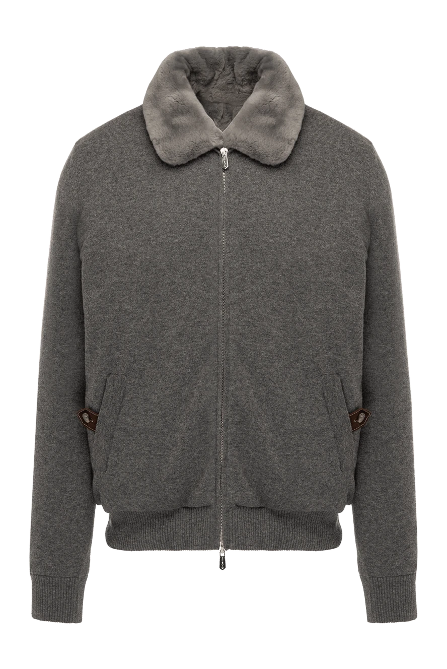 Svevo men's gray cashmere jacket with fur collar 178965 - photo 1