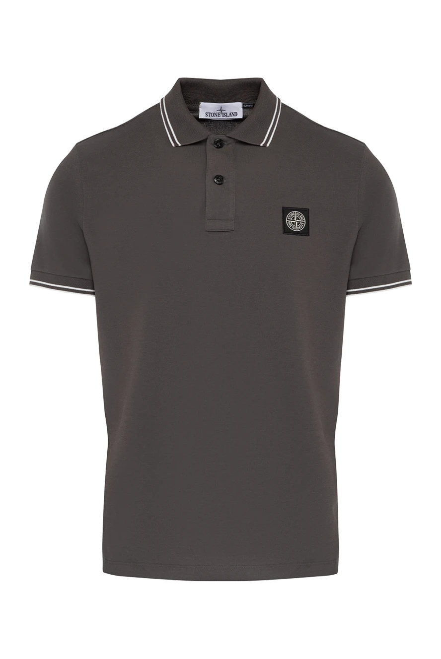 Stone Island поло мужское серое из хлопка и эластана 179041 - фото 1