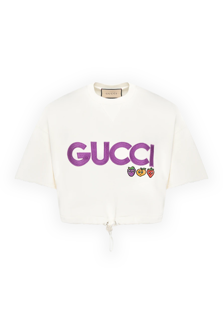 Gucci футболка женская белая укороченная с логотипом 180504 - фото 1