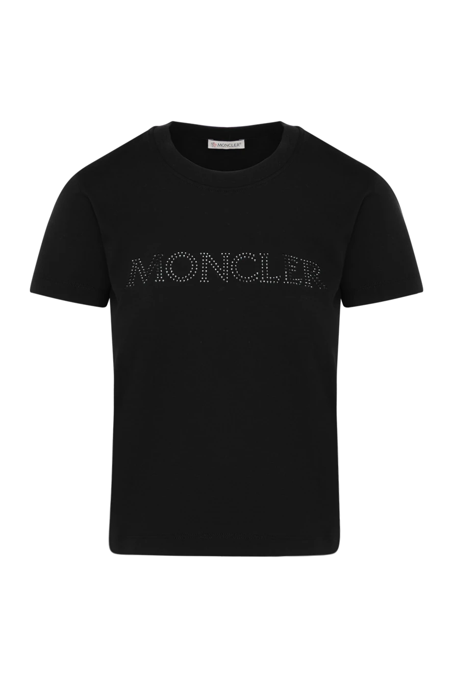Moncler жіноча чорна бавовняна футболка з логотипом 180531 - фото 1