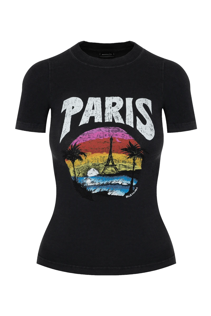 Balenciaga black women's t-shirt with a pattern 180612 - photo 1