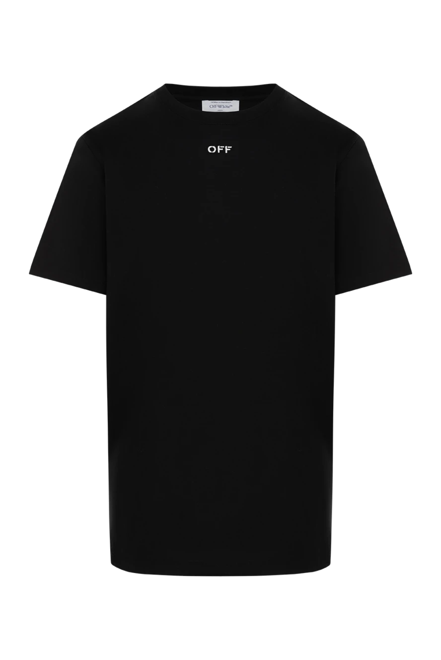 Off-White хлопковая футболка мужская черная с логотипом 180669 - фото 1