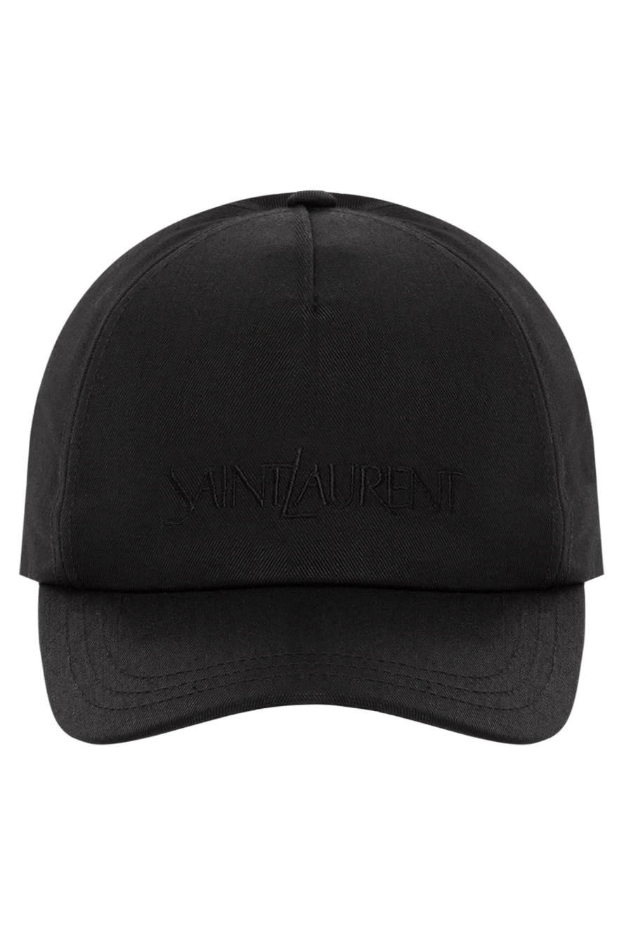 Saint Laurent кепка чоловіча чорна з бавовни та льону 180680 - фото 1