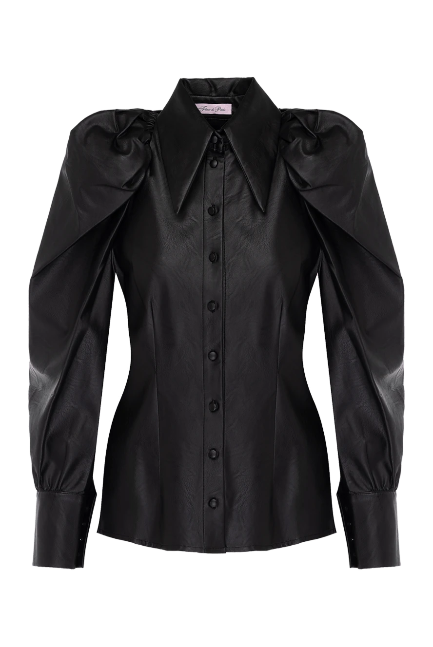 Fleur de Paris leather shirt for women fitted black 181048 - photo 1